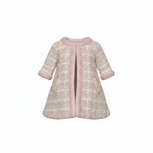 Blueberi Boulevard Girls 18M Pink Tweed Coat Dress Gold Metallic Faux Fur Trim T